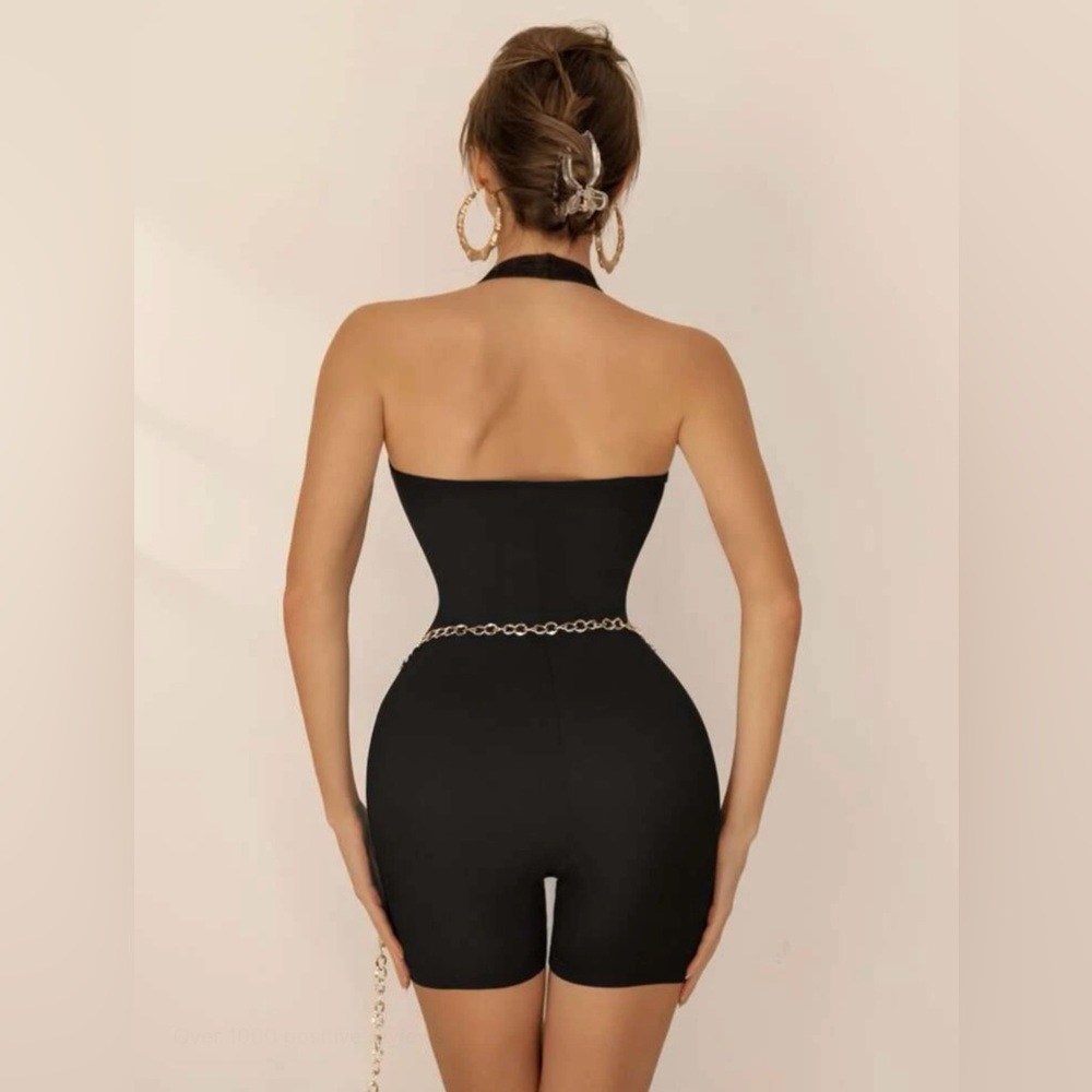 SHEIN Scoop Neck Racer Back Rib-knit Romper - Picture 5 of 8